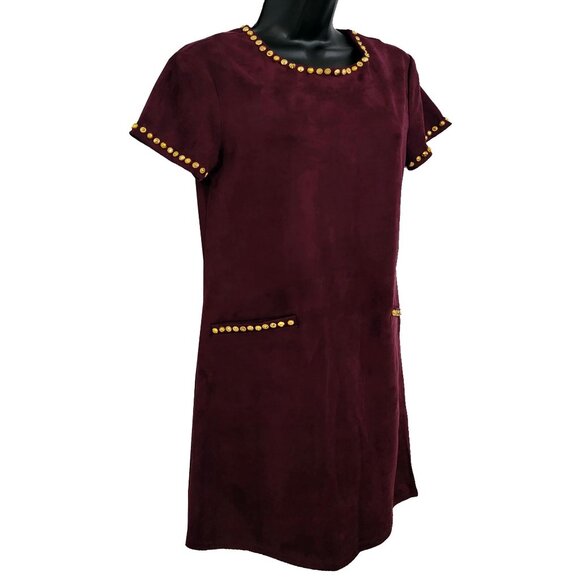 Velvety Wine Embellished Women's Deep-garnet Dress - Picture 3 of 7